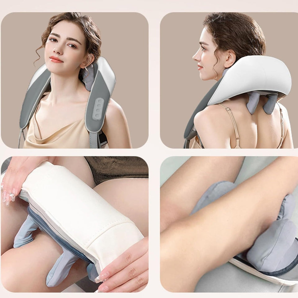 Dispositivo de masaje para caderas, hombros y espalda con calor terapéutico.