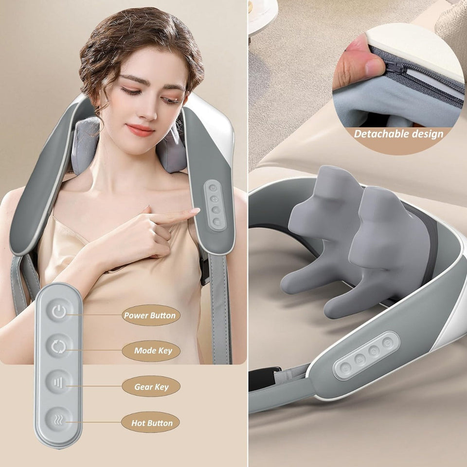 Dispositivo de masaje para caderas, hombros y espalda con calor terapéutico.