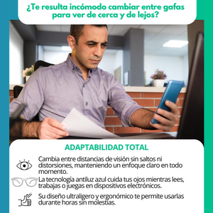 Gafas multifocales inteligentes TR90 con zoom automático y protección contra la luz azul y amarilla